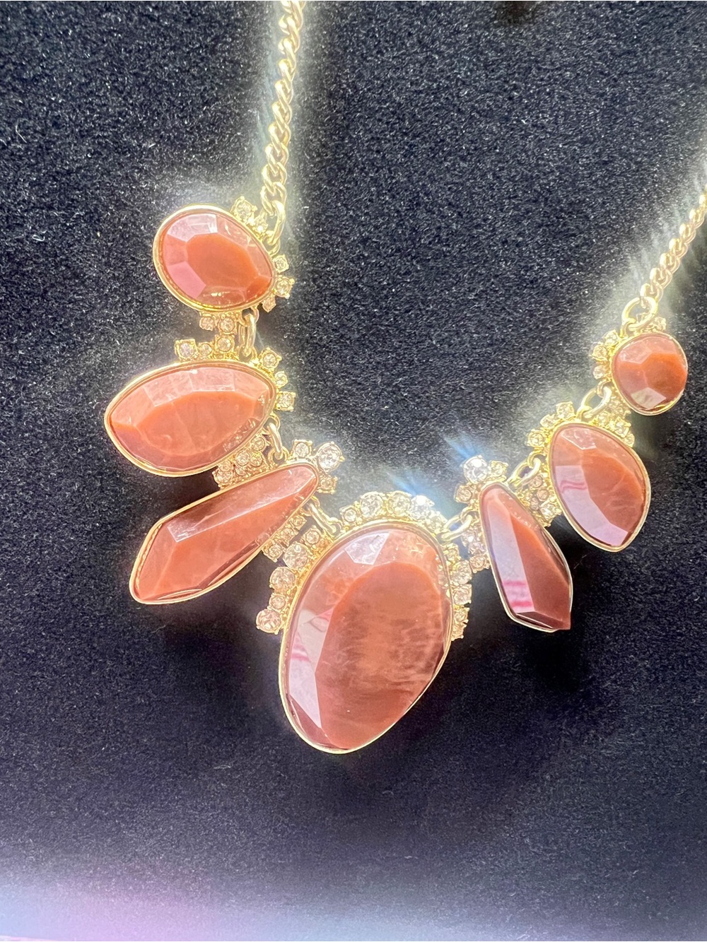Gold-Tone Pink Statement Necklace